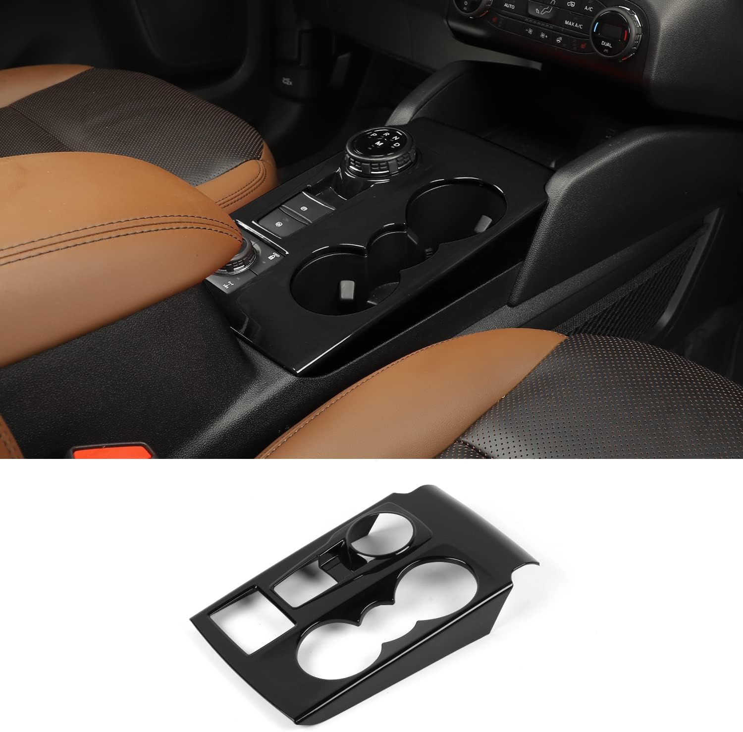 F150 Center Console Cup Holder Carbon Fiber Gear Shift Panel & Cup Holder Cover For Ford F150 2015-2020 2015 F 150 Interior - Foto 3