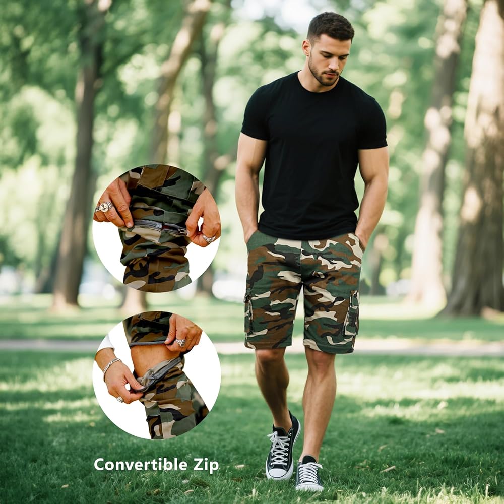 パンツ CONVERTIBLE CARGO PANT CAMO M GINGTTO Mens Camo Cargo Pants for Men Slim Fit Tactical Pants Men