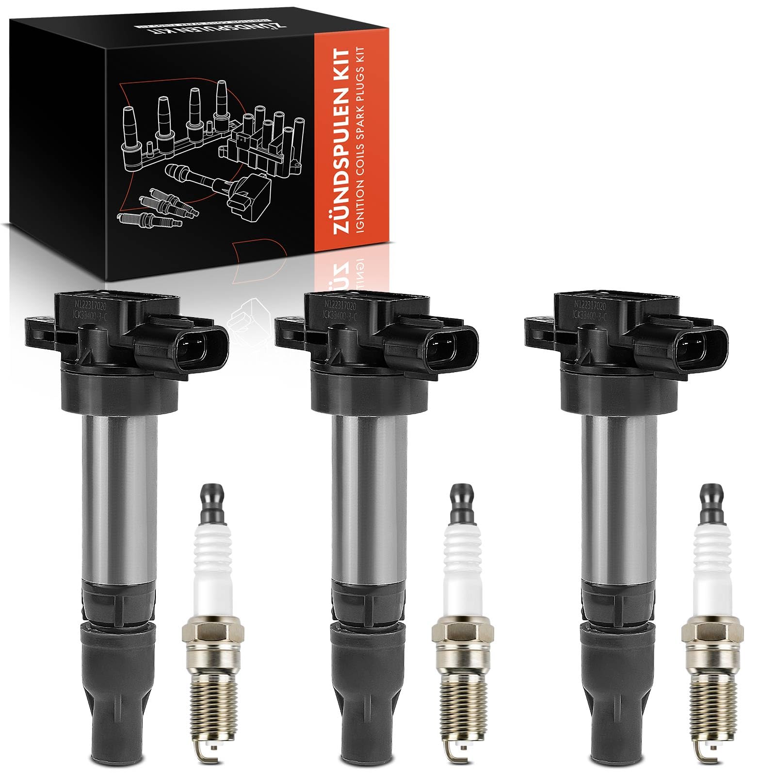 Frankberg 3 bobinas de encendido + 3 bujías Gasolina 7980 | Compatible con: Alto GF HA25 HA35, Celerio LF