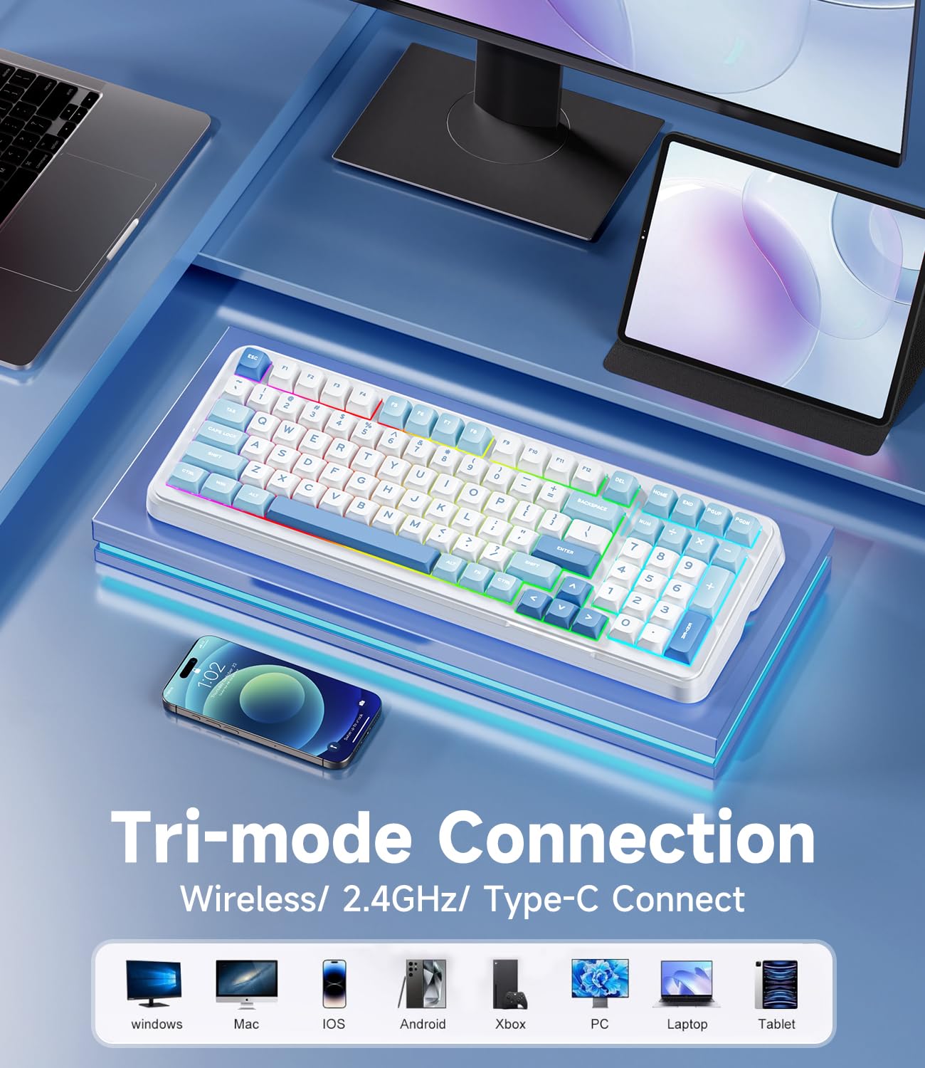 Amazon.com: MCHOSE K99 98% Wireless Mechanical Keyboard, Tri-Mode