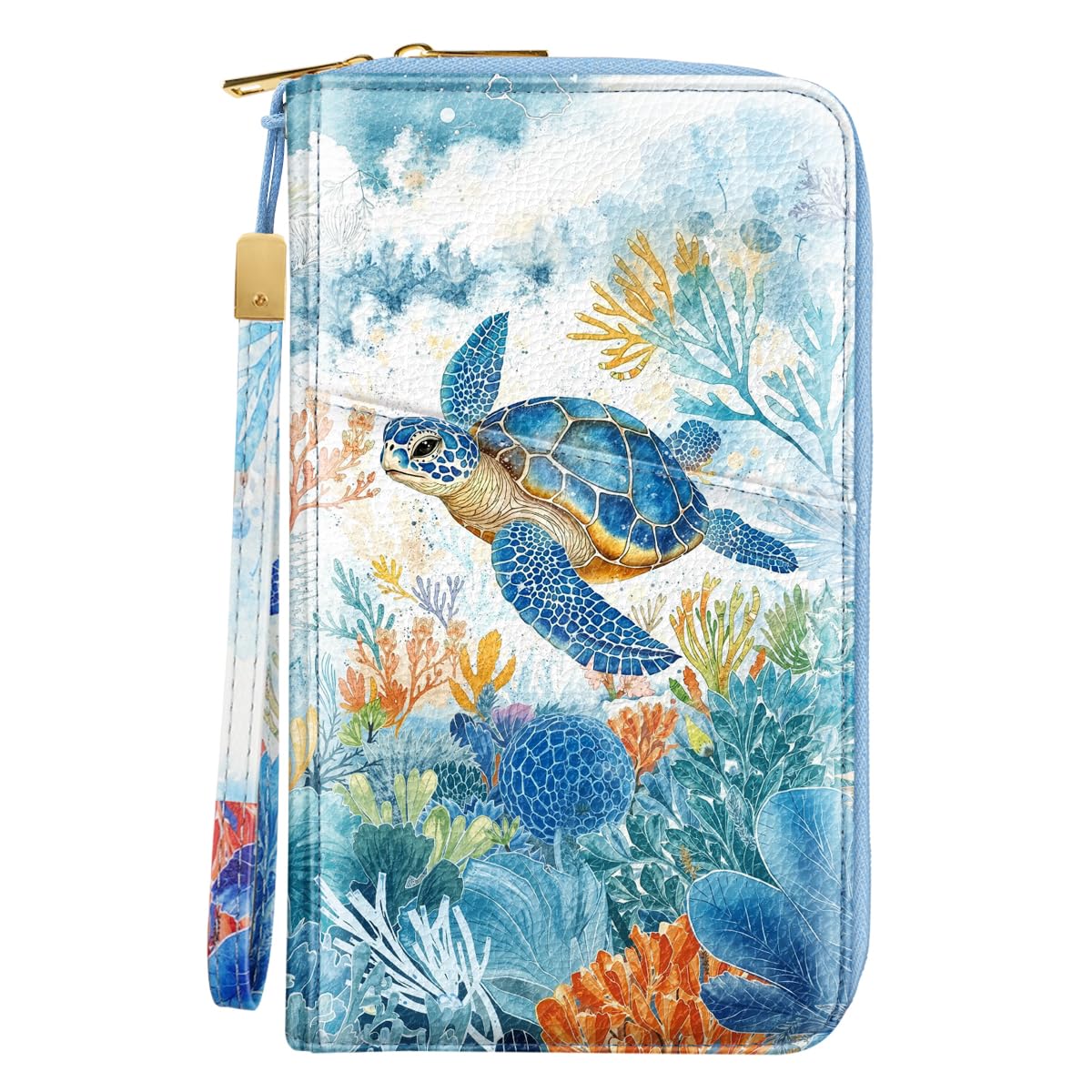 Family Passport Holder Wallet RFID Blocking Document Organizer PU Leather Mulit-purpose Travel Wallet Credit Cards Case for Women Men, Turtle-image-46