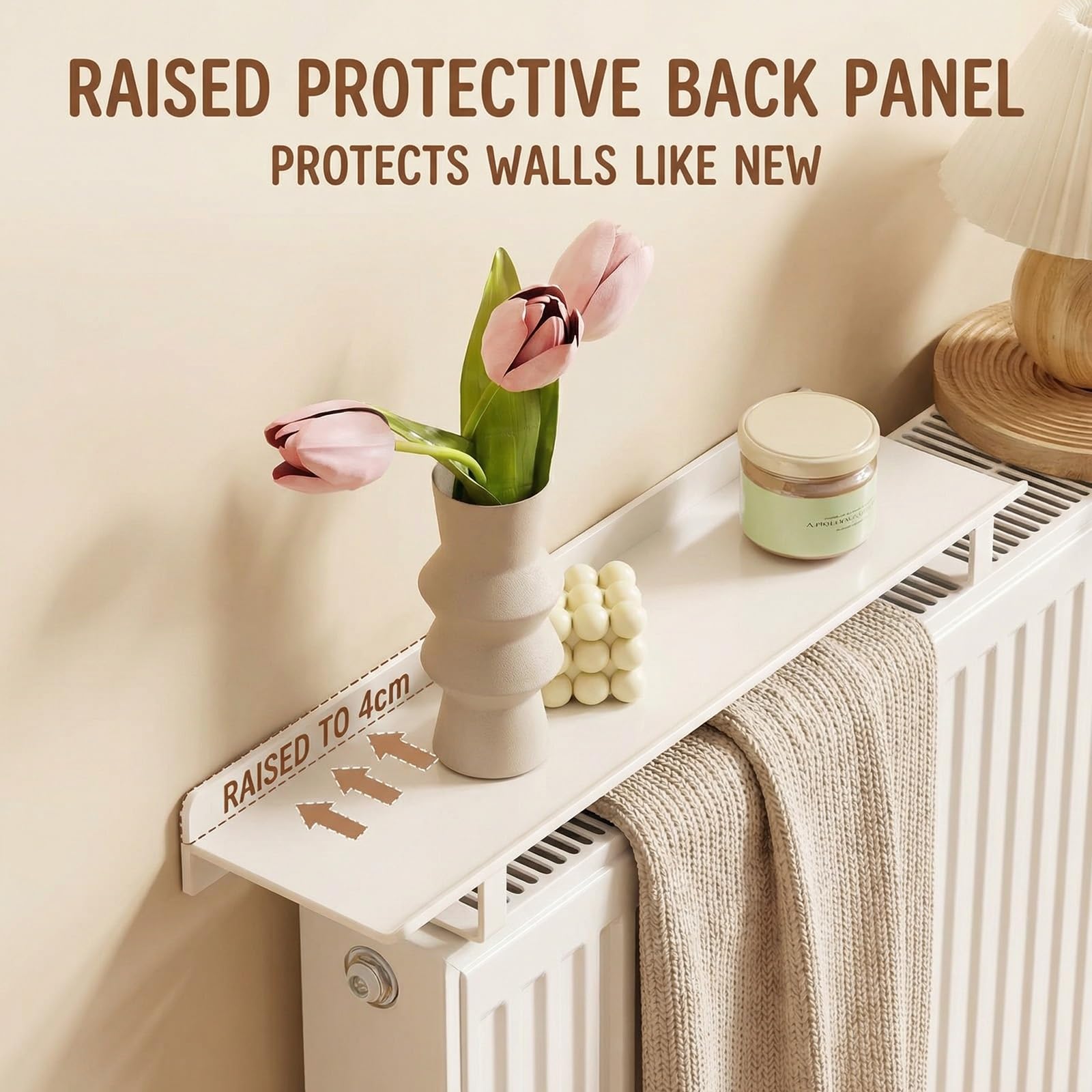 Heavy Duty Radiator Shelf No Drilling Iron Cover Wspornik do rozpraszania ciepła Gładka krawędź Łatwa instalacja Stabilna przestrzeń do przechowywania Oszczędność Bedroom Hallway