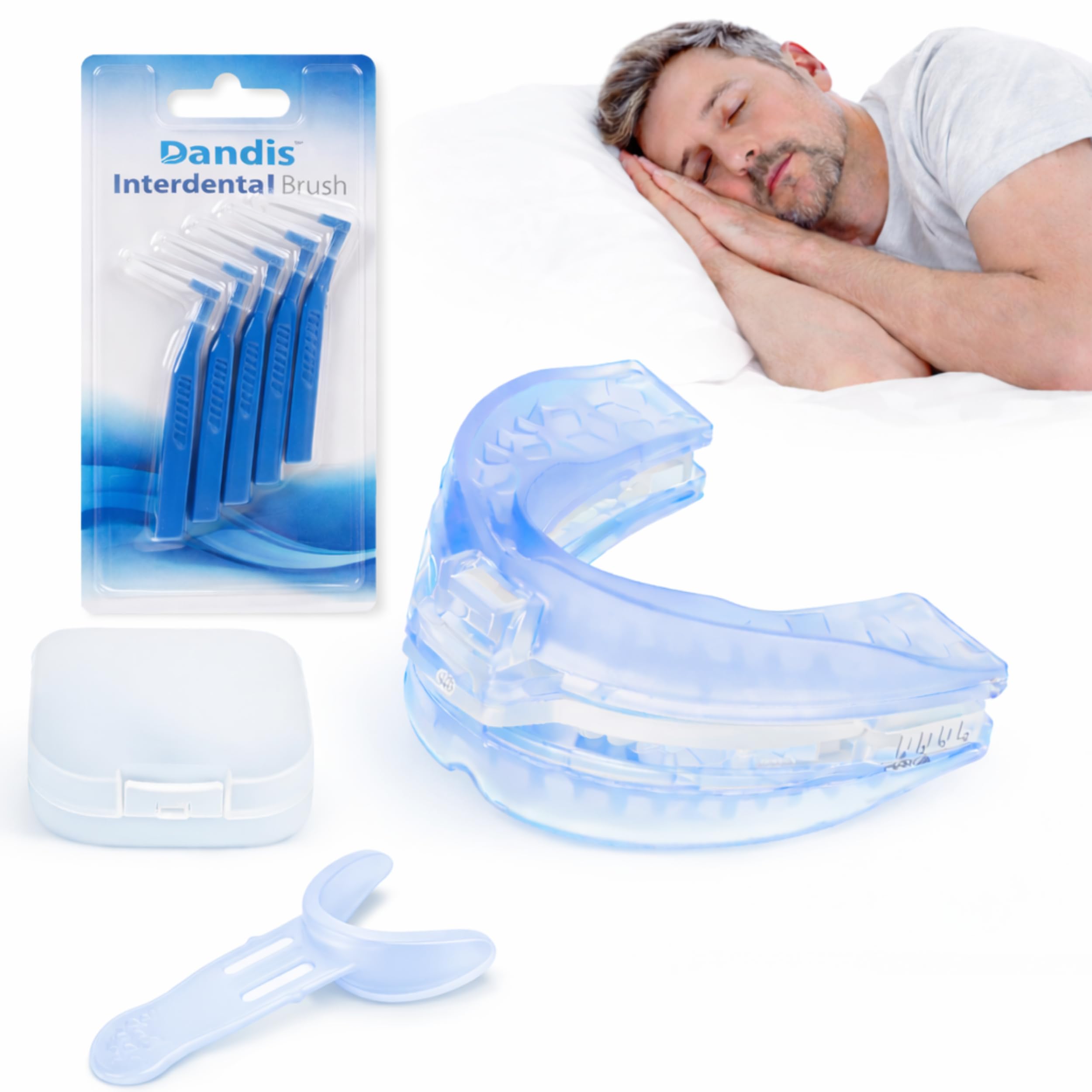 Férula Antirronquidos Ajustable para Dormir – Dispositivo de Avance Mandibular Termomoldeable | Ayuda a Reducir los Ronquidos | Fácil de Usar e Incluye Cepillos de Limpieza para mayor Higiene