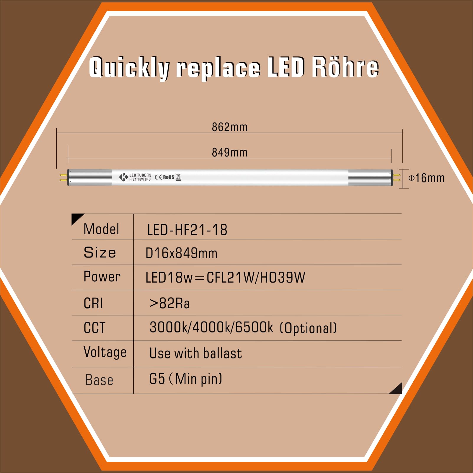 Led Röhre T5 Plug & Play 849mm 4000k 18w Ersatz & Kompatibilität mit EVG KVG Cfl Röhre t5 HE24w/HO39w,T5 led leuchtstoffröhre für Küchenbeleuchtung sofortiger Einstart / 2 Stück