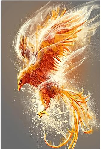Póster de Fénix de Fuego Phoenix, arte de pared, arte clásico de dragón fénix ardiente, póster de animales para decoración de pared para habitación,