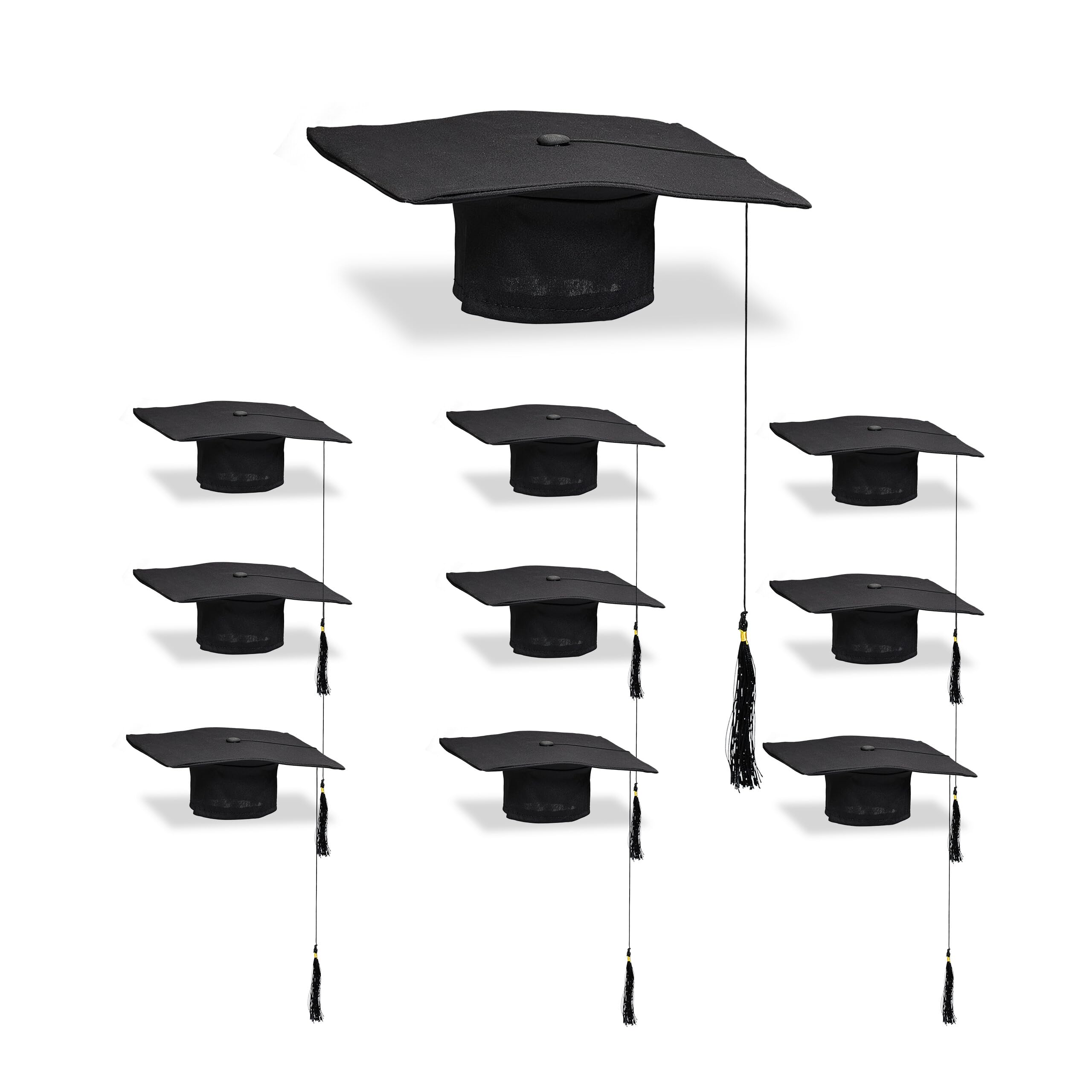 Relaxdays Doktorhut 10er Set Gold, Schwarz — Graduation Hutmütze