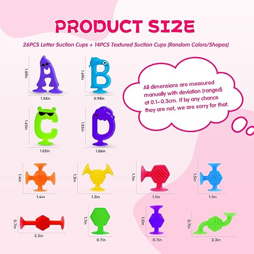 Miniatura 9 de Juguetes de baño con ventosa para niños de 3 años, 40 piezas de chupones de alfabeto de animales, carta educativa de aprendizaje de ortografía ABC,