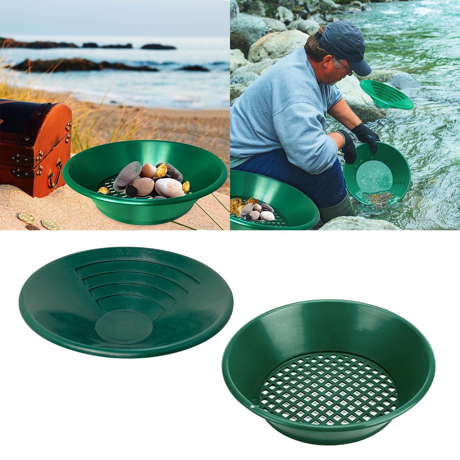 kobeIeen Outdoor Gold Pans Gold Prospecting Beginners Gold Basins Mining Pans Dredging Prospecting River Tool