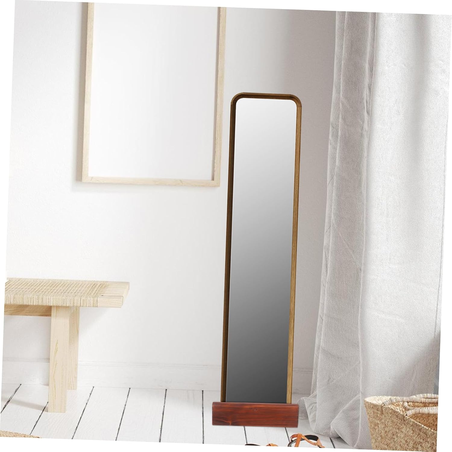 Floor Mirror Support Stand Easy Install Sturdy Wooden Mirror Base Holder for Picture Frame Safe and Practical