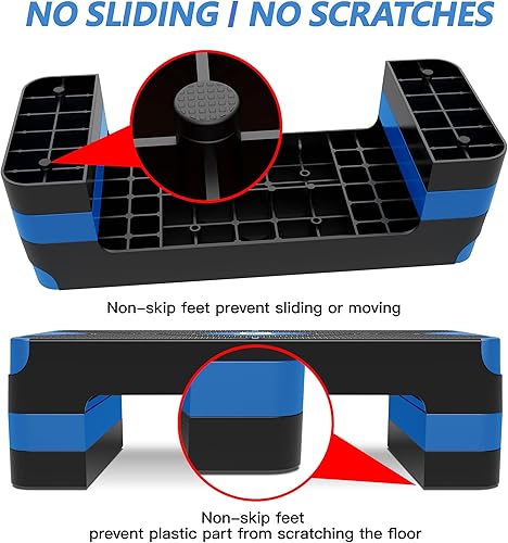 Miniatura 3 de GYMMAGE Paso de ejercicio aeróbico, escalón aeróbico ajustable para ejercicio, plataforma de entrenamiento para escalón, cubierta de escalón de 26.5