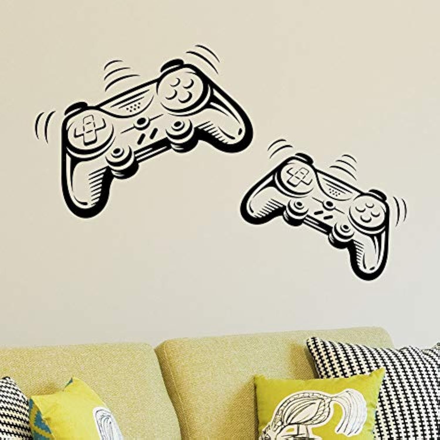Wall4stickers Black Joystick Playstation Gamepad Children Room Wall Sticker Mural Vinyl Decal Nursery Kids Gamers Art Teenager Video Game Mural
