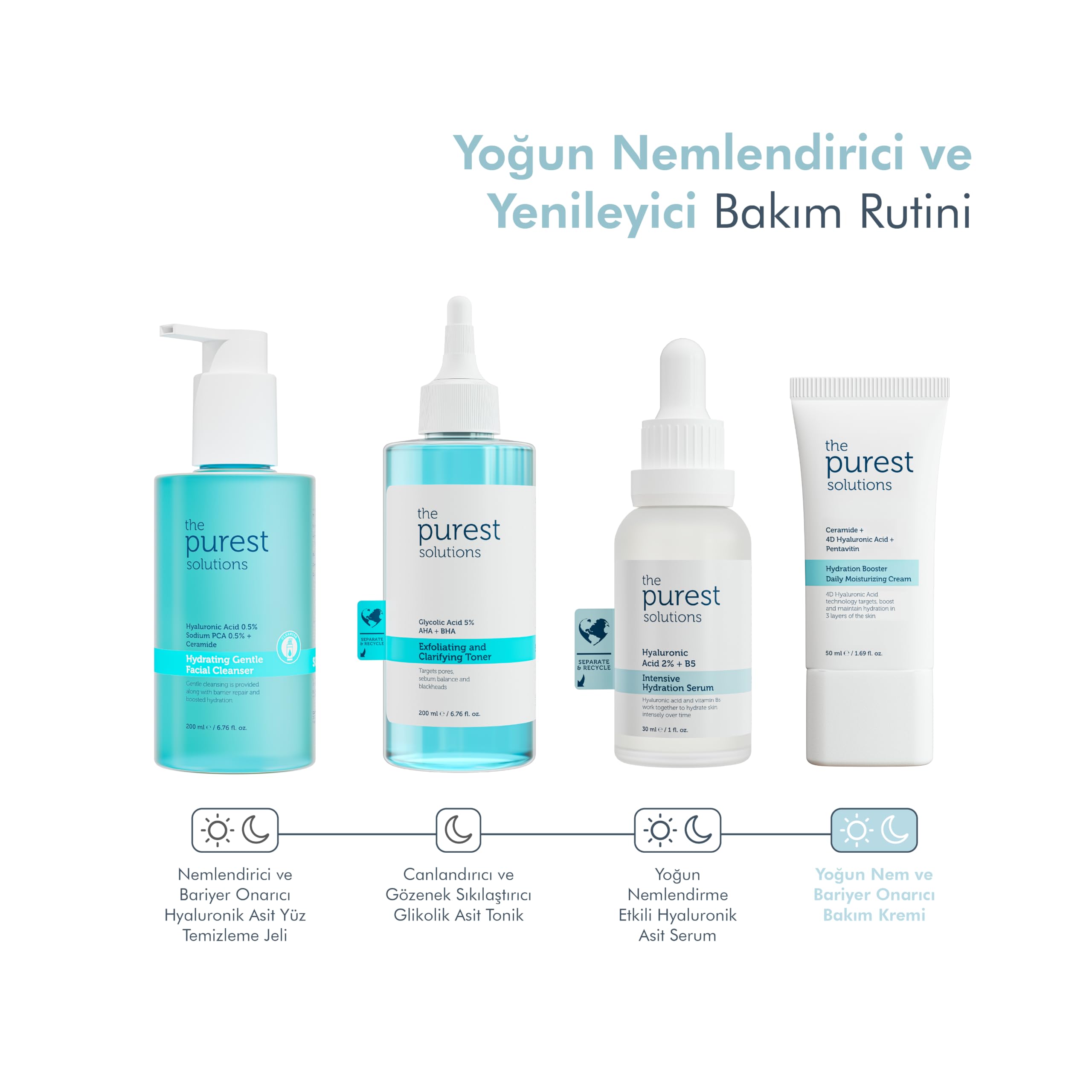 The Purest Solutions, 24 Saat Etkili Günlük Yoğun Nemlendirici Cilt Bakım Kremi 50 ml