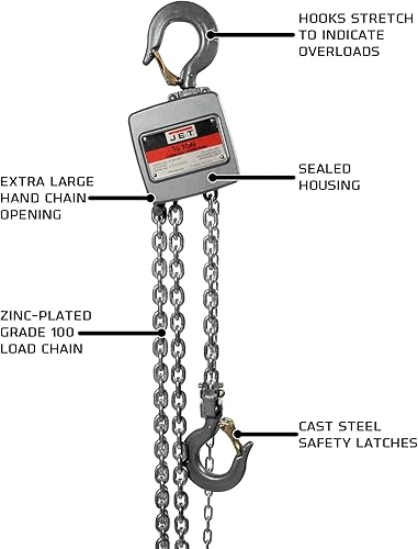 Miniatura 6 de JET Alzamiento de cadena de mano de aluminio de 12 toneladas, elevación de 20' (AL100-050-20)