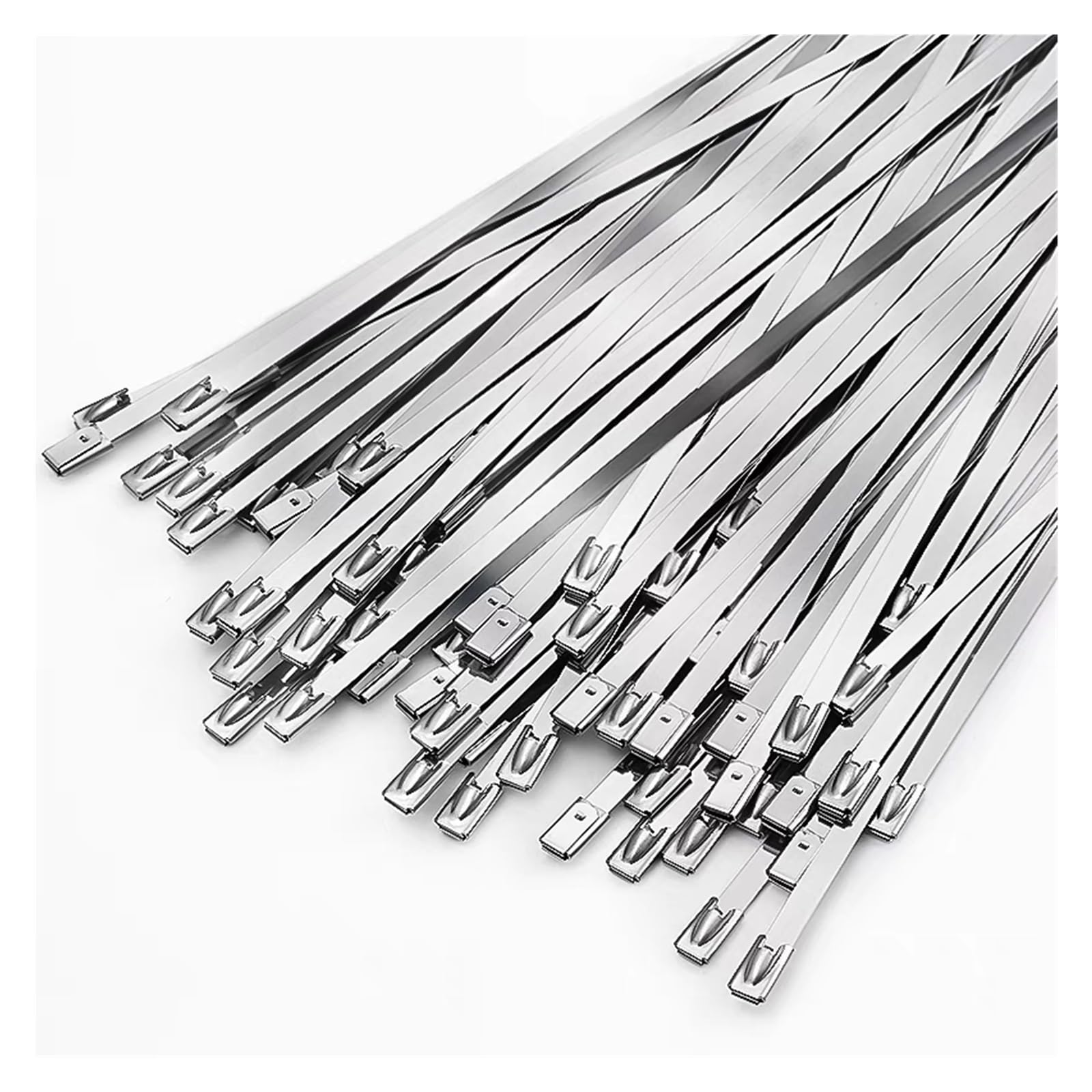 100 Stück Edelstahl-Kabelbinder 4,6 mm, strapazierfähig, selbstsichernd, Mehrzweck-Metall-Auspuff-Wrap-Verriegelungsbinder - Einfache Montage(4.6x1000mm)