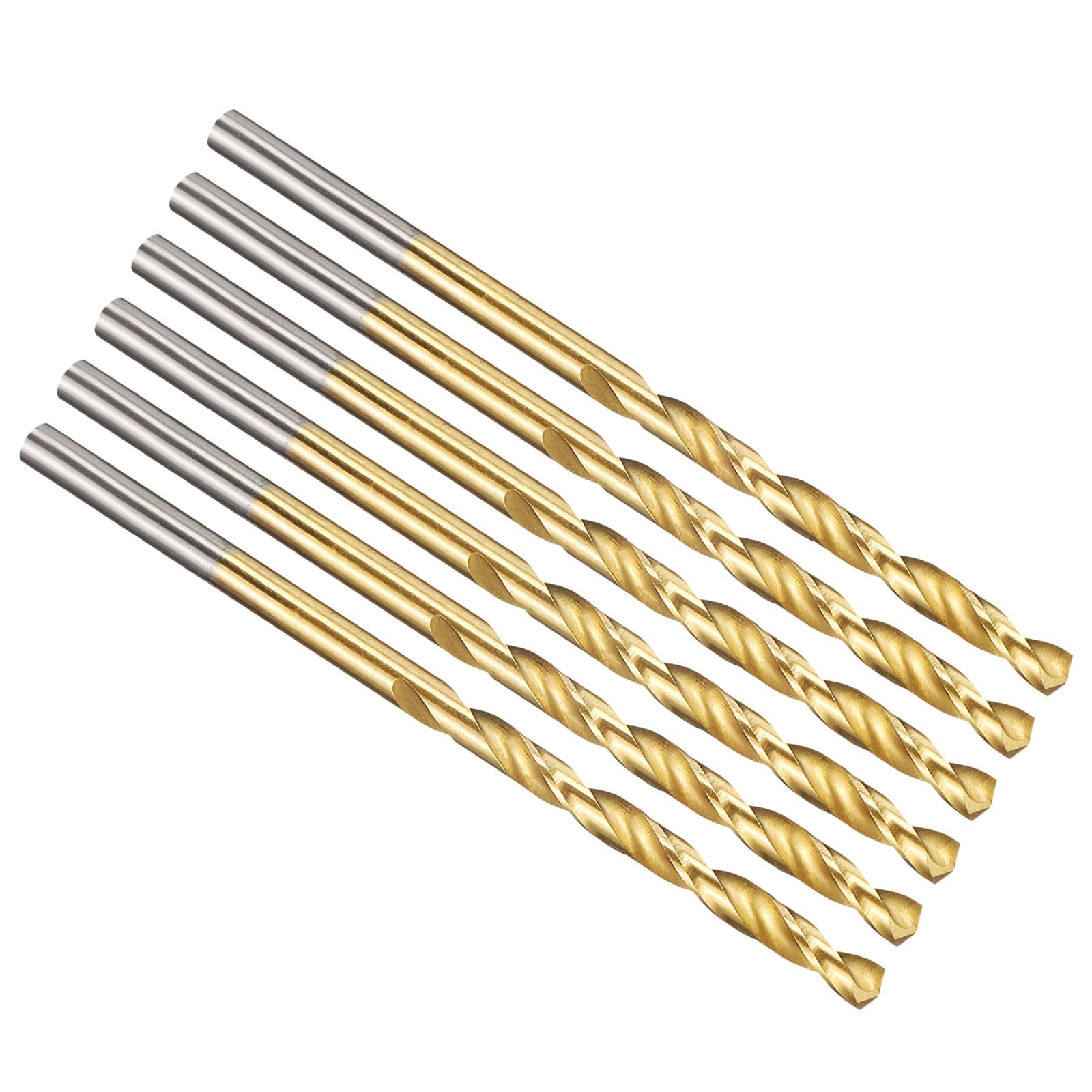 PATIKIL 3mm Drill Bit, Jobber Straight Shank M2 High-Speed Steel 135ยฐ Titanium Nitride TiN Coated for Stainless Steel Hard Metal - 6 Pack