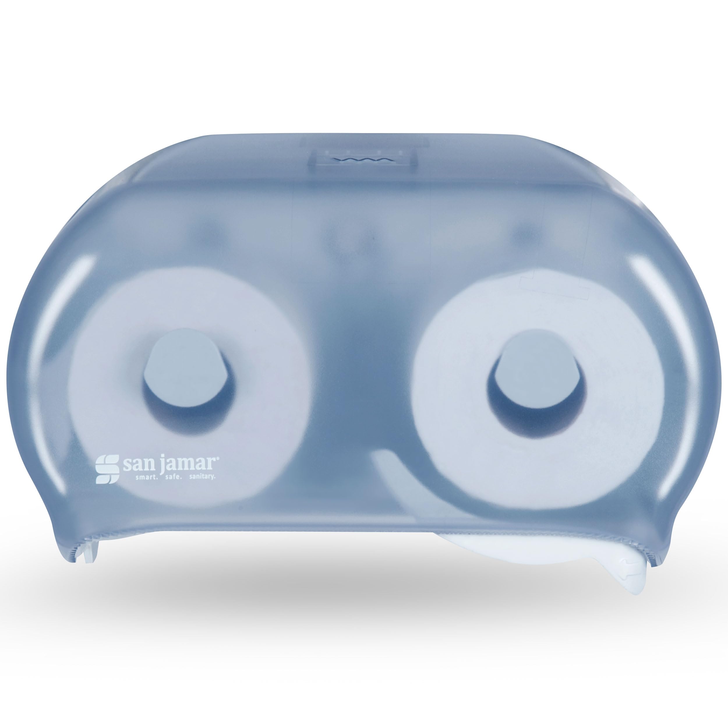 San Jamar Classic Versatwin Plastic Tissue Dispenser, Toilet Paper Holder, Tissue Holder with Dual Dispensing for Bathroom, Commercial, Office, Restaurants, Hospitals, Schools, 1.5 Inch, Arctic Blue