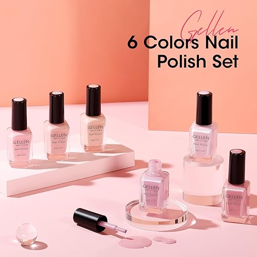Miniatura 5 de GELLEN Esmalte de uñas nude, secado rápido al aire natural, esmalte de uñas regular tradicional natural, juego de 6 colores neutros para uñas