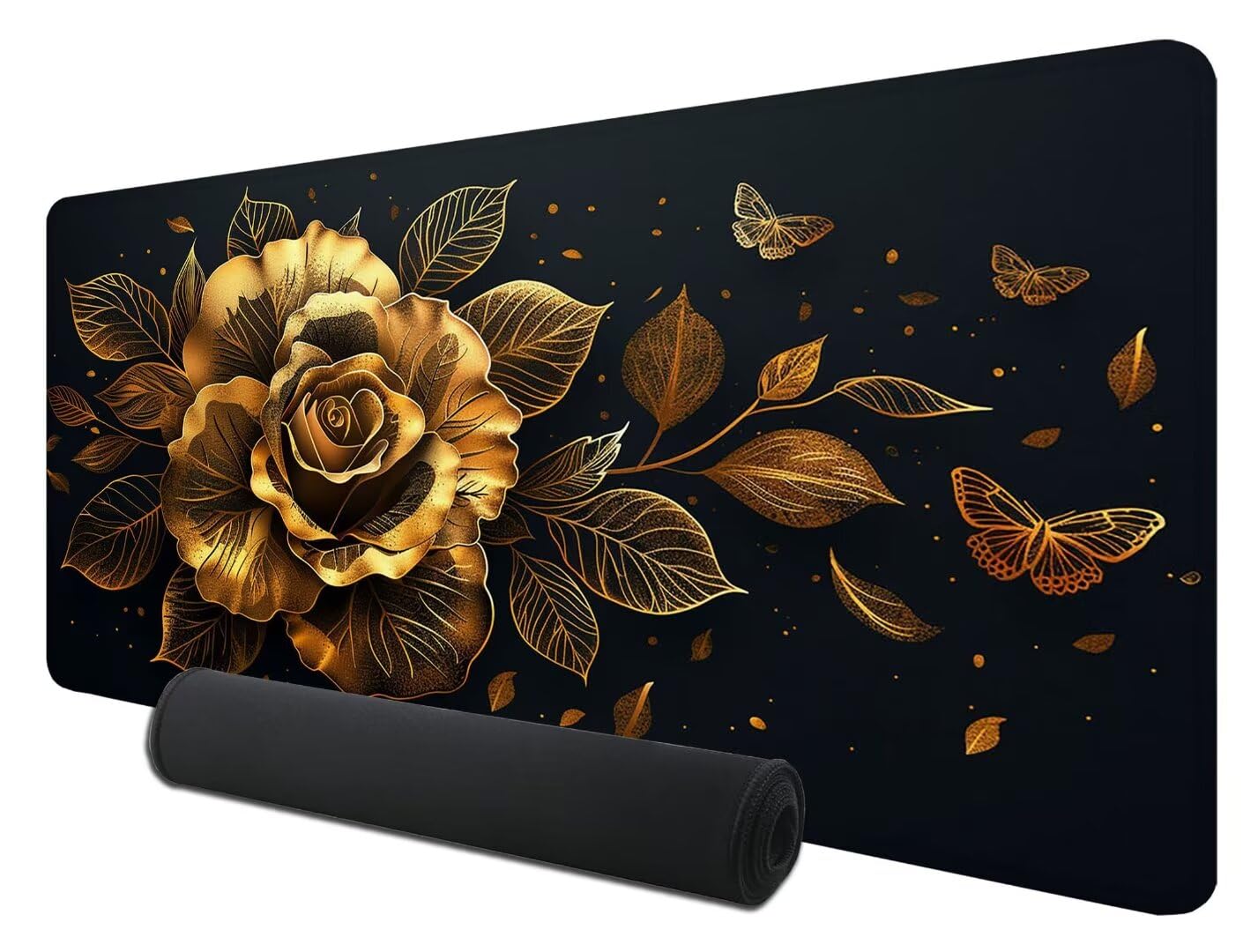 Podkładka pod mysz, do gier, 1200 x 600 mm, rozszerzona, duży rozmiar, różowa, XXL, z wodoodporną, wygodną teksturowaną powierzchnią z mikrosplotu, kwiatowa, na biurko pod mysz laserowa/optyczną, P-3