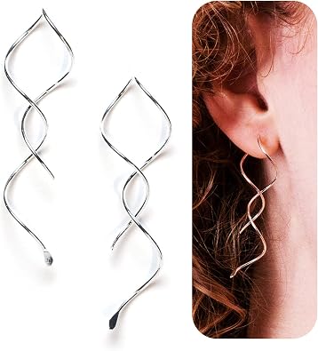 Spiral Threader Earring, Sterling Silver Dangle Earring