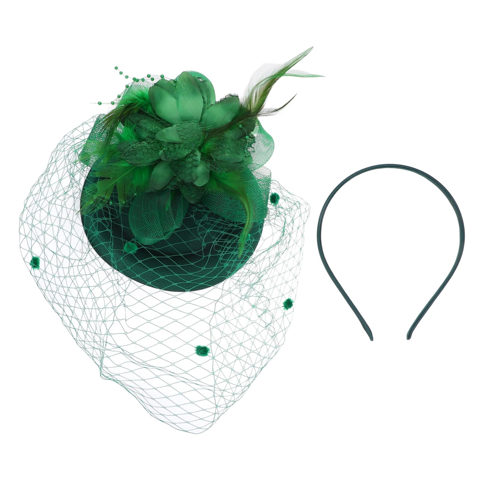 Beavorty 4 Piezas flor de cabeza de malla tocados verdes para bodas diadema fascinador tocado de fiesta de té clip fascinator para la fiesta del té fascinador de la del pluma