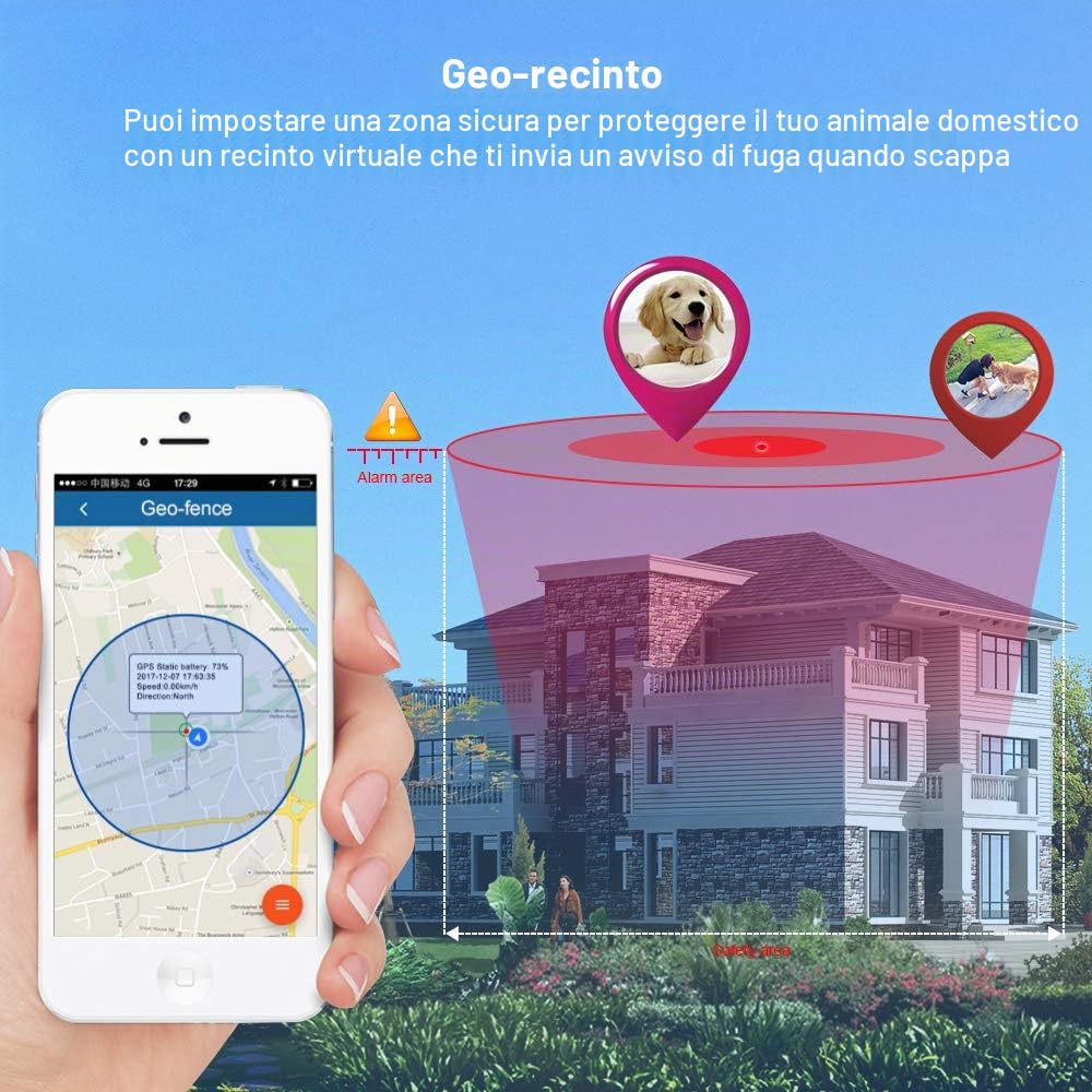 TKMARS Localizzatore GPS 4G (collare) Adatto per Cani/CamMelli Localizzatore GPS Impermeabile IP66 Riproduzione Percorso Storico Tempo realeSenza Abbonamento Grandi Animali (TK935)