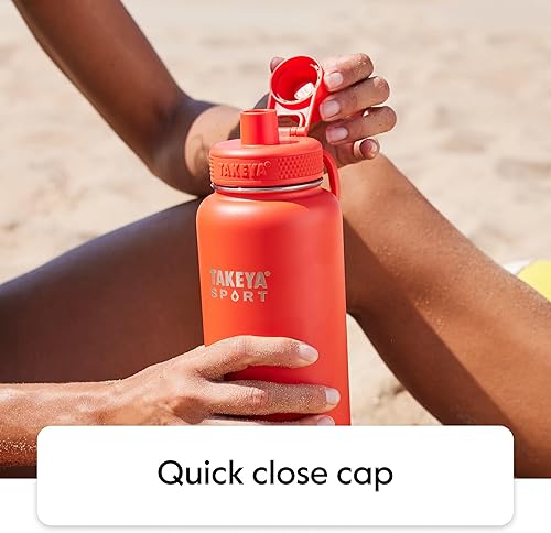 Miniatura 9 de Takeya Sport S Botella de agua con tapa de boquilla, botella con triple aislamiento de acero inoxidable, apta para lavavajillas y sin BPA, botella