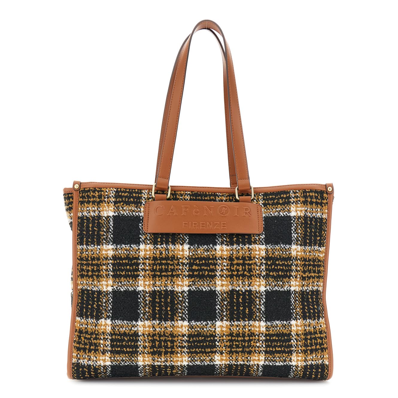 Sac cabas en tissu à carreaux avec plaque logo CAFèNOIR - 5