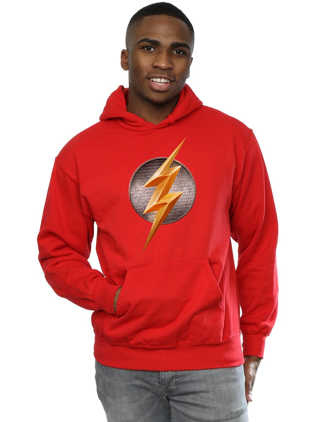DC Comics Men's Justice League Movie Flash Emblem Hoodie Small Red