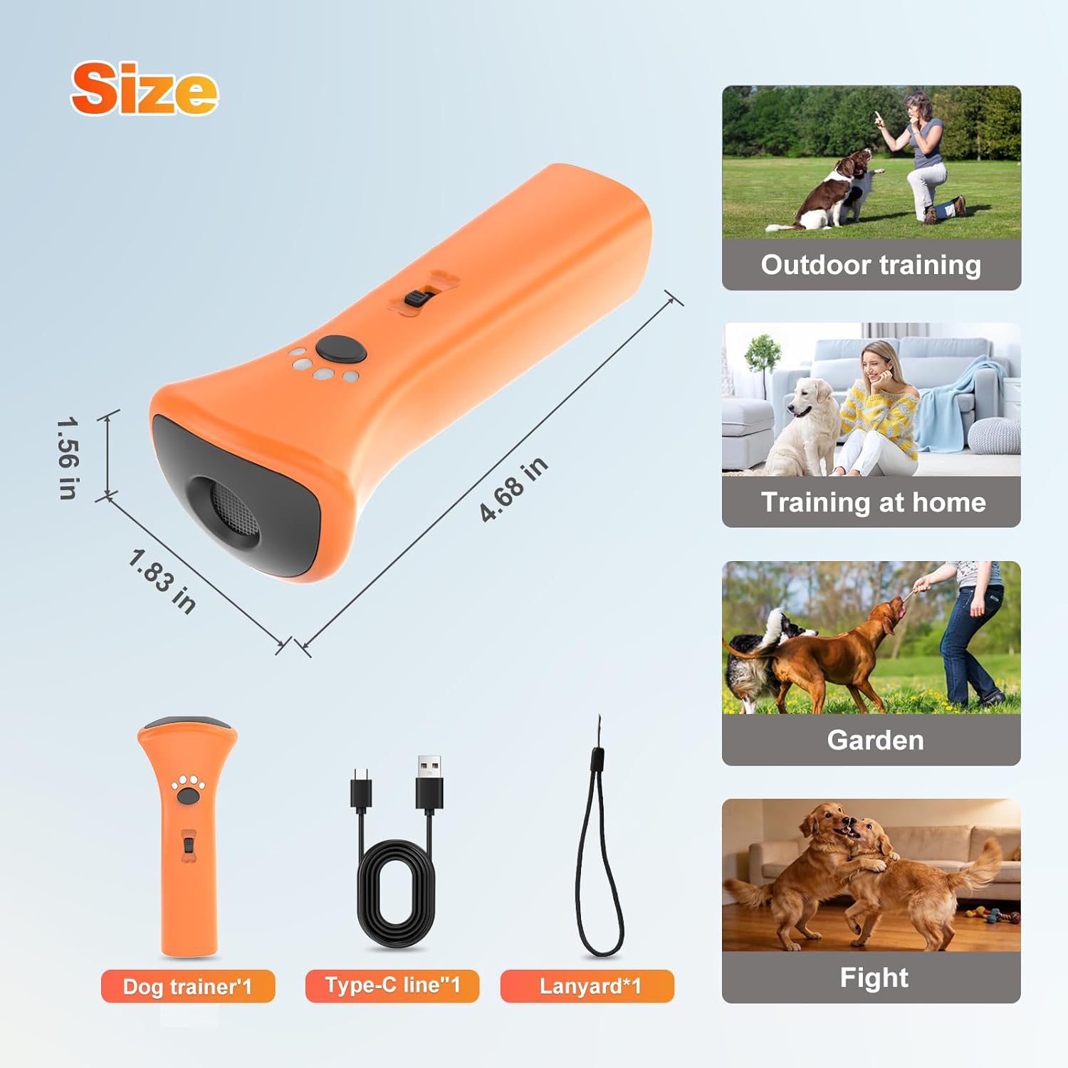 Dog Bark Deterrent Devices,Ultrasonic Anti Barking Device for Dogs, Portable Dog Training Device,Stopping Own or Neighbor's Dog Barking,Safe & Effective for Indoor & Outdoor Use(Orange)