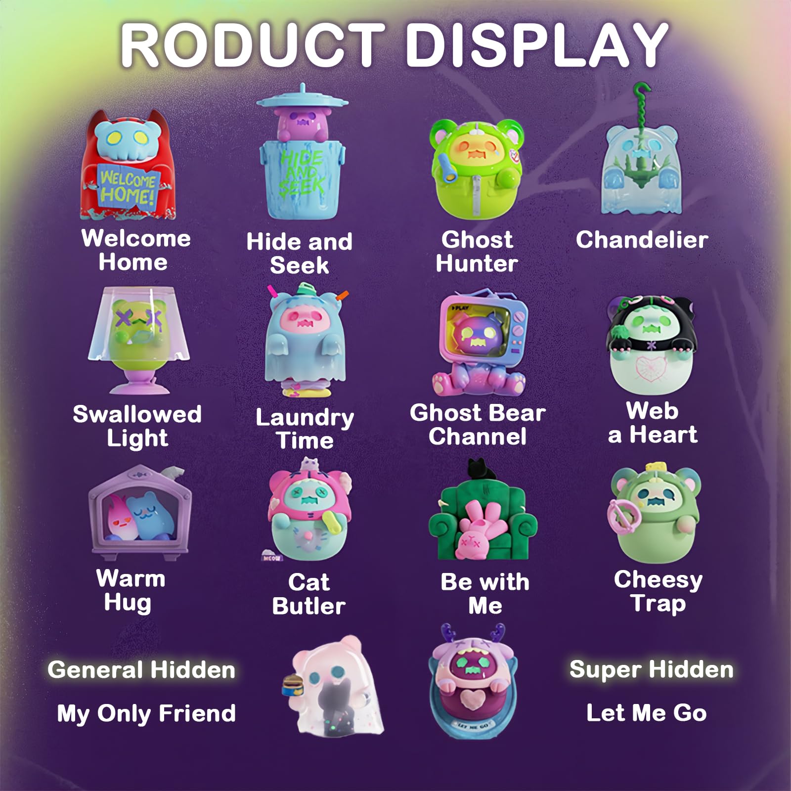 BEEMAI Ghost Bear House Series Random Design Cute Figures Desktop Ornament Collectible Toys Birthday Gifts