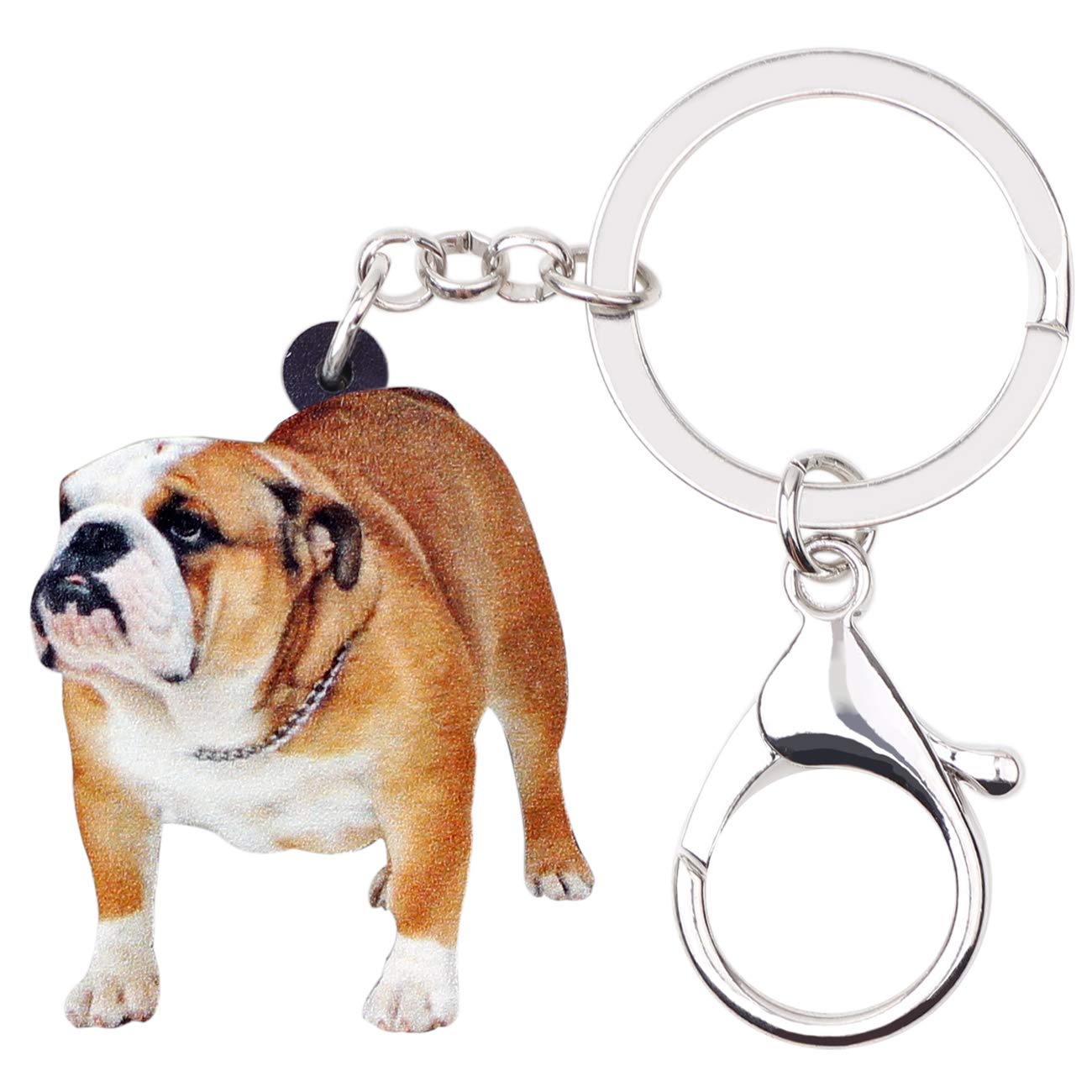 Weveni Women's Yellow2 Acrylic English Bulldog Keychain Pets Keyring Jewellery Charms For Girls Wallet Bag (Yellow2)