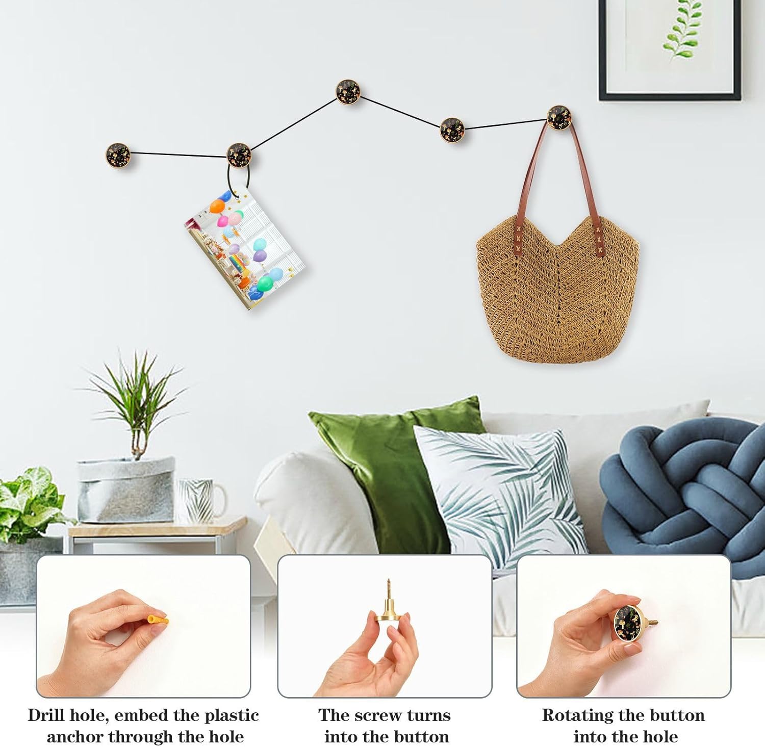 YETTASBIN Forest Mushroom Cabinet Knobs 4 Pack, Round Drawer Dresser Pulls Handles Knobs, 1-1/4 Inch Kitchen Cabinet Hardware Knobs for Door, Closet Home Office Furniture Decor