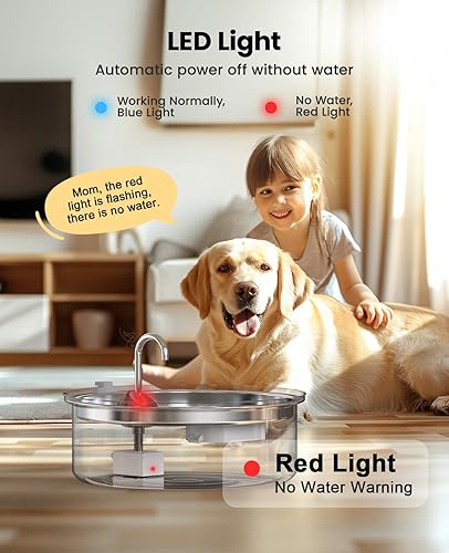 Miniatura 5 de oneisall Bomba de agua mejorada para fuente de agua de acero inoxidable para perros grandes