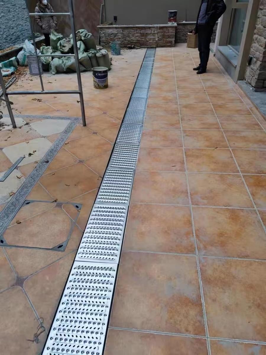 LWJSOCP Stainless Steel Channel Drain Grate - Outdoor Trench Cover for Efficient Backyard Drainage, Prevents Clogs