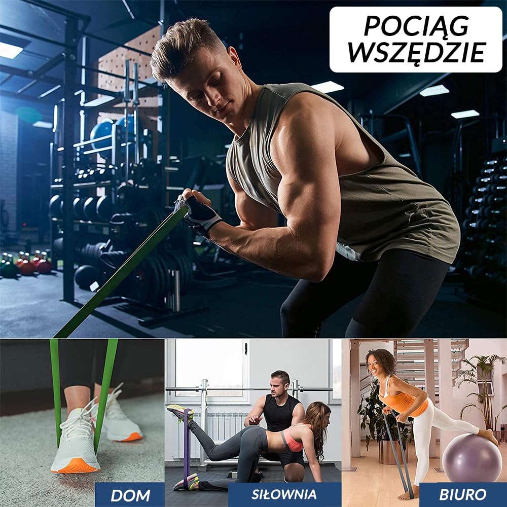 Elastyczne gumy oporowe do podciągania mięśni i fitnessu, idealne do rehabilitacji mięśni, rozciągania i jogi, Gumki o różnym oporze do każdego treningu