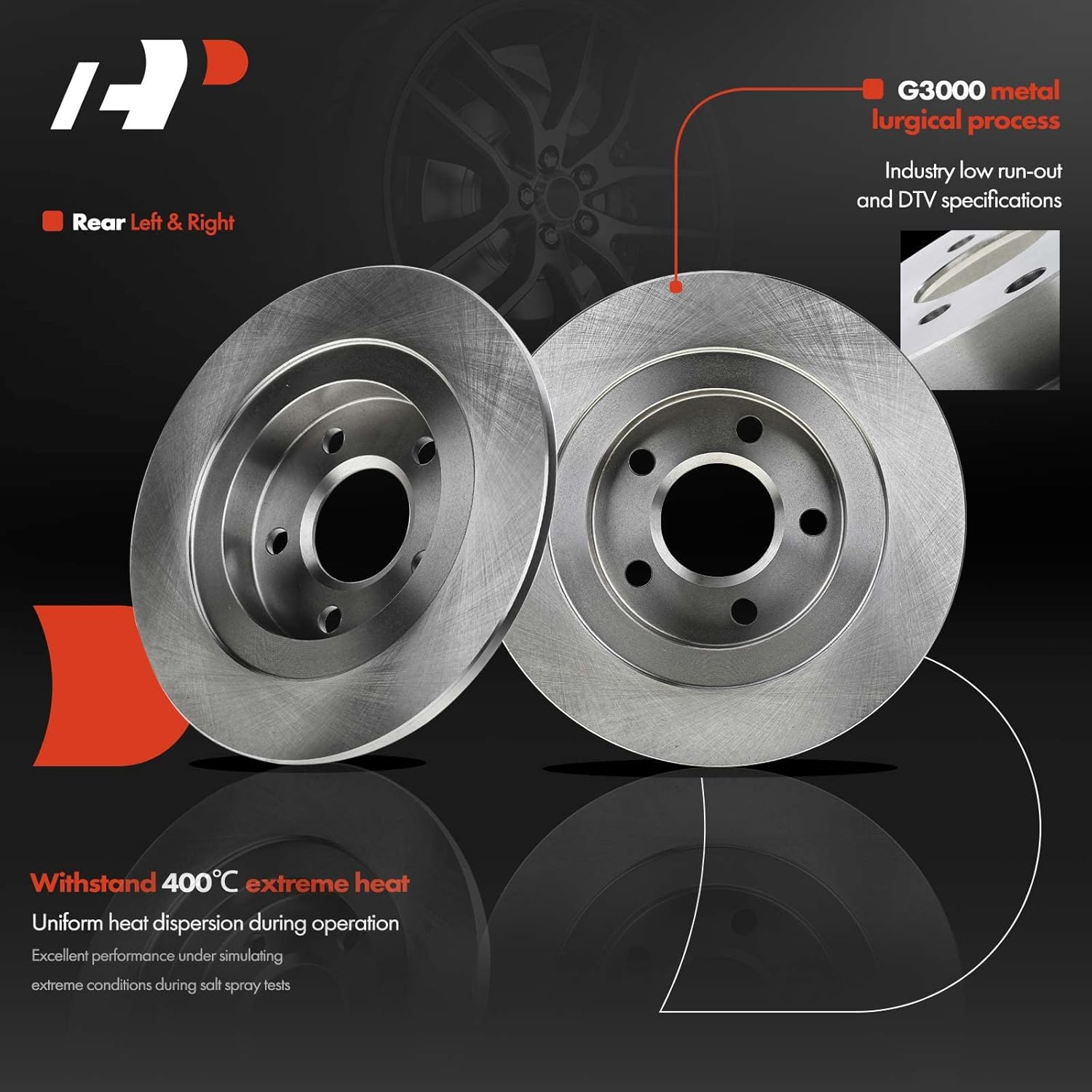 A-Premium 11.72 inch (297.7mm) Rear Solid Disc Brake Rotors + Ceramic Pads Kit Compatible with Buick, Cadillac, Pontiac Models - Park Avenue 2003-2005, DeVille 00-05, Seville 03-04, Bonneville 04-05