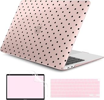 Case for MacBook Air 13 Inch M1 2021-2018, Chalk Pink Polka Dots