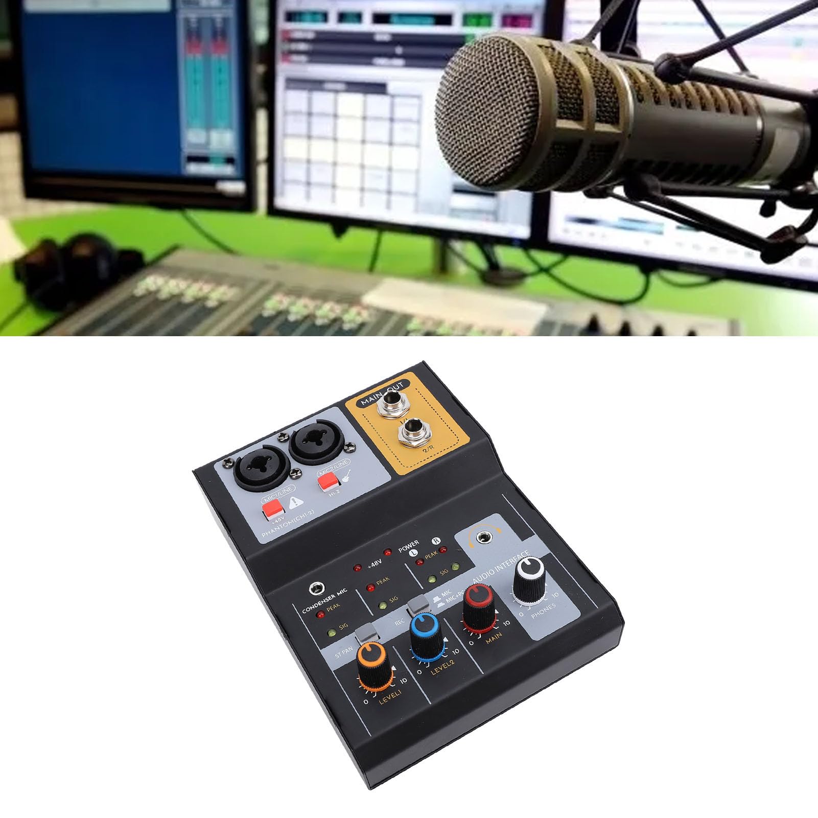Console sono-sonne professionnelle 2 canaux enregistrant le système de console de mélangeur entièrement compatible de transmission sans fil avec USB Bluetooth pour PC en direct
