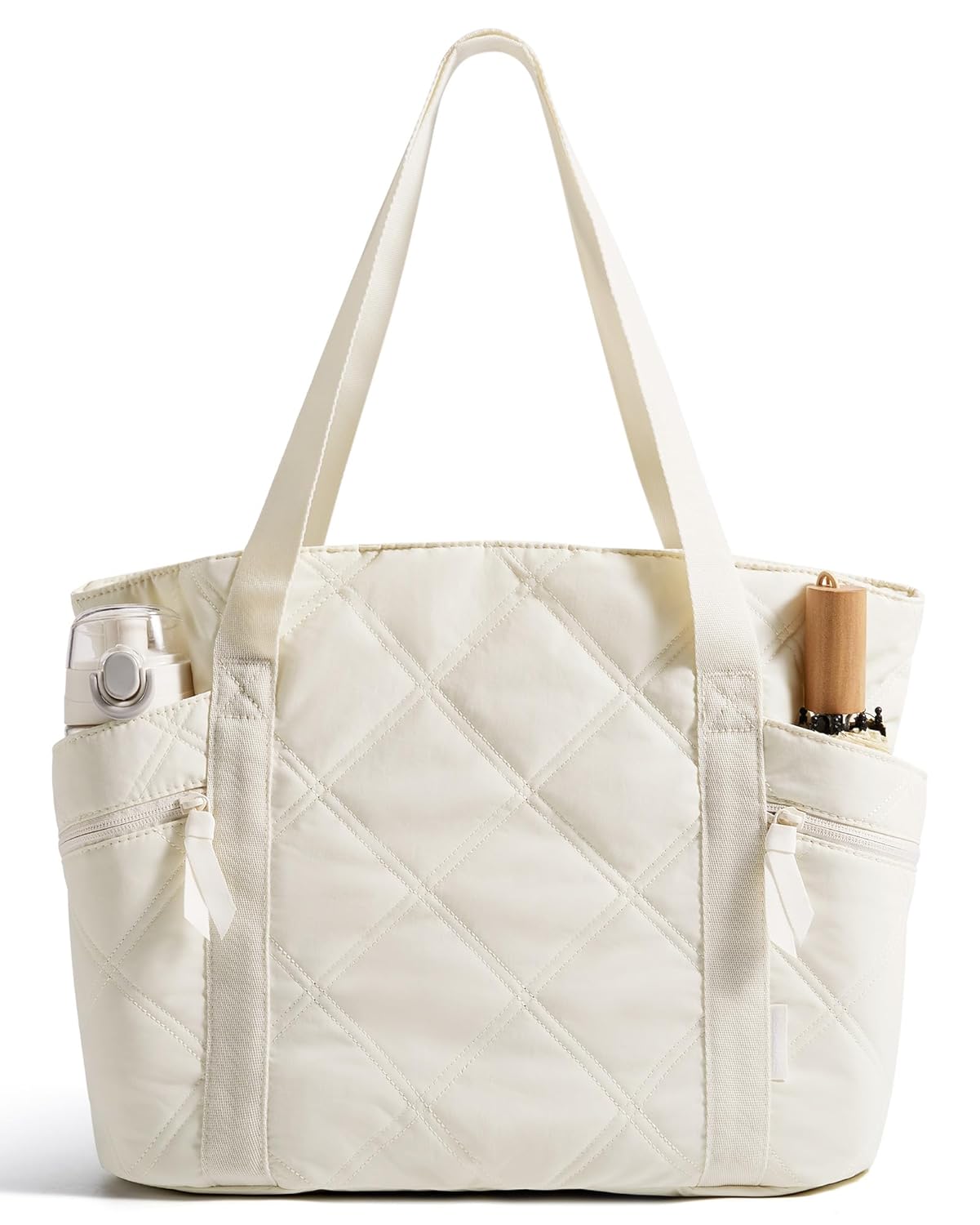 BAGSMART Crush Tote Bag for Women 20L Puffer Work Tote with Zipper Travel Essentials Quilted Nurse Hospital Bag