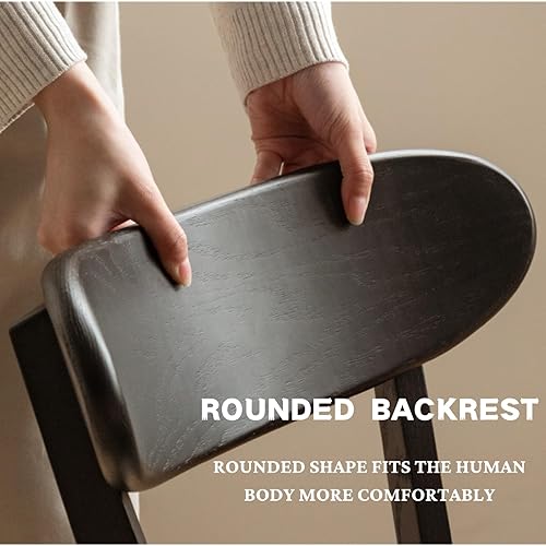 Miniatura 5 de Sillas de comedor 100% de madera de roble macizo, sillas de comedor modernas de mediados de siglo con respaldo redondeado, sillas de cocina, juego