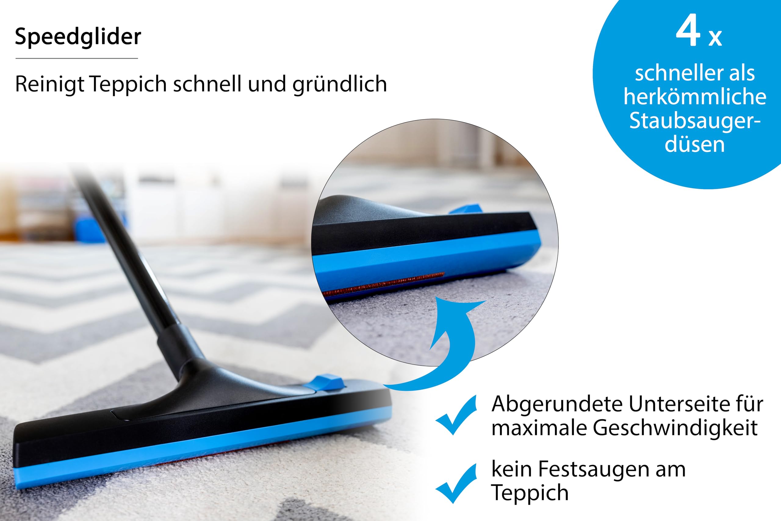 Wessel-Werk Speedglider Kit 4-in-1 35mm | Staubsaugerdüsen-Set für Teppich, Hartboden, Möbel und Sofa | Universaldüse| inklusive Universal-Adapter passend von 32-38mm