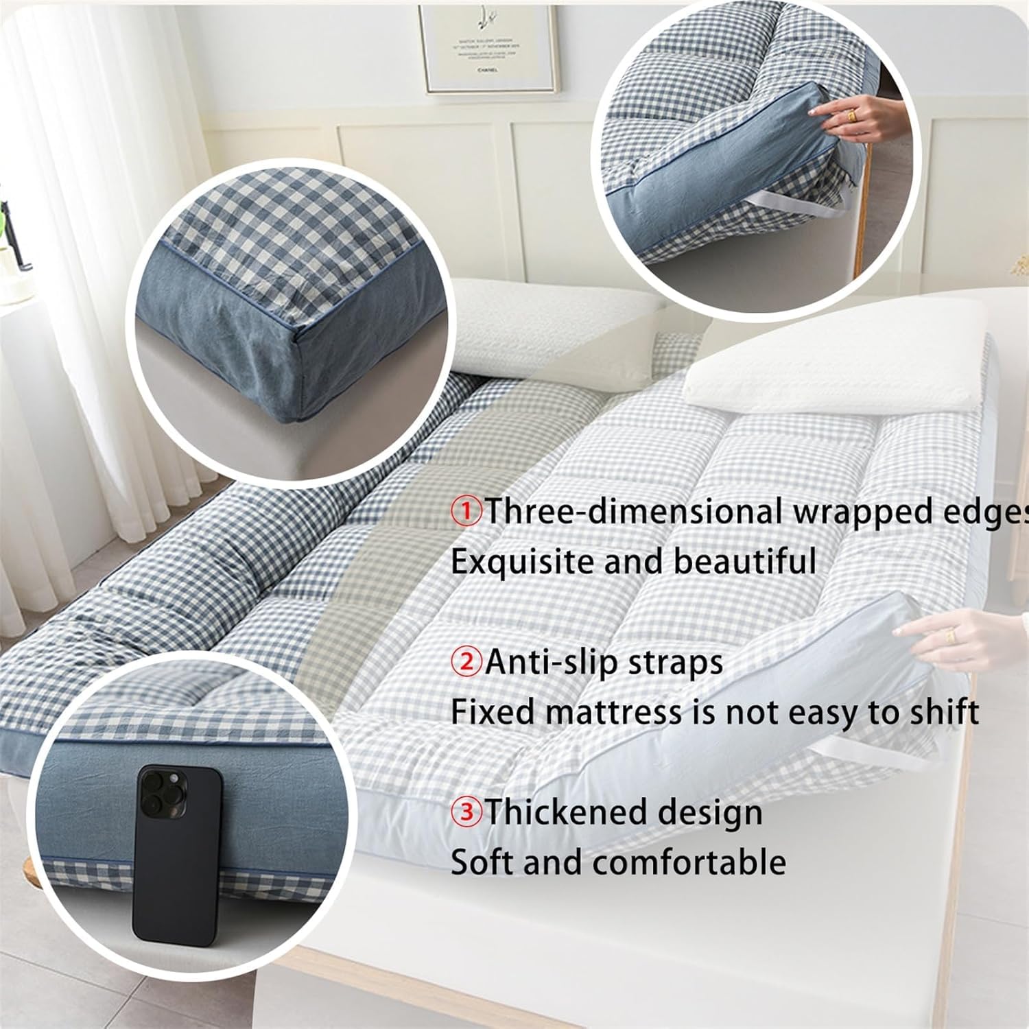 Japoński materac futon – podwójne / pełne/queen przenośne składane łóżko dla gości, oszczędność miejsca, zwijany śpiworek do spania w akademiku, sofy i kemping, wygodne i wszechstronne rozwiązanie.