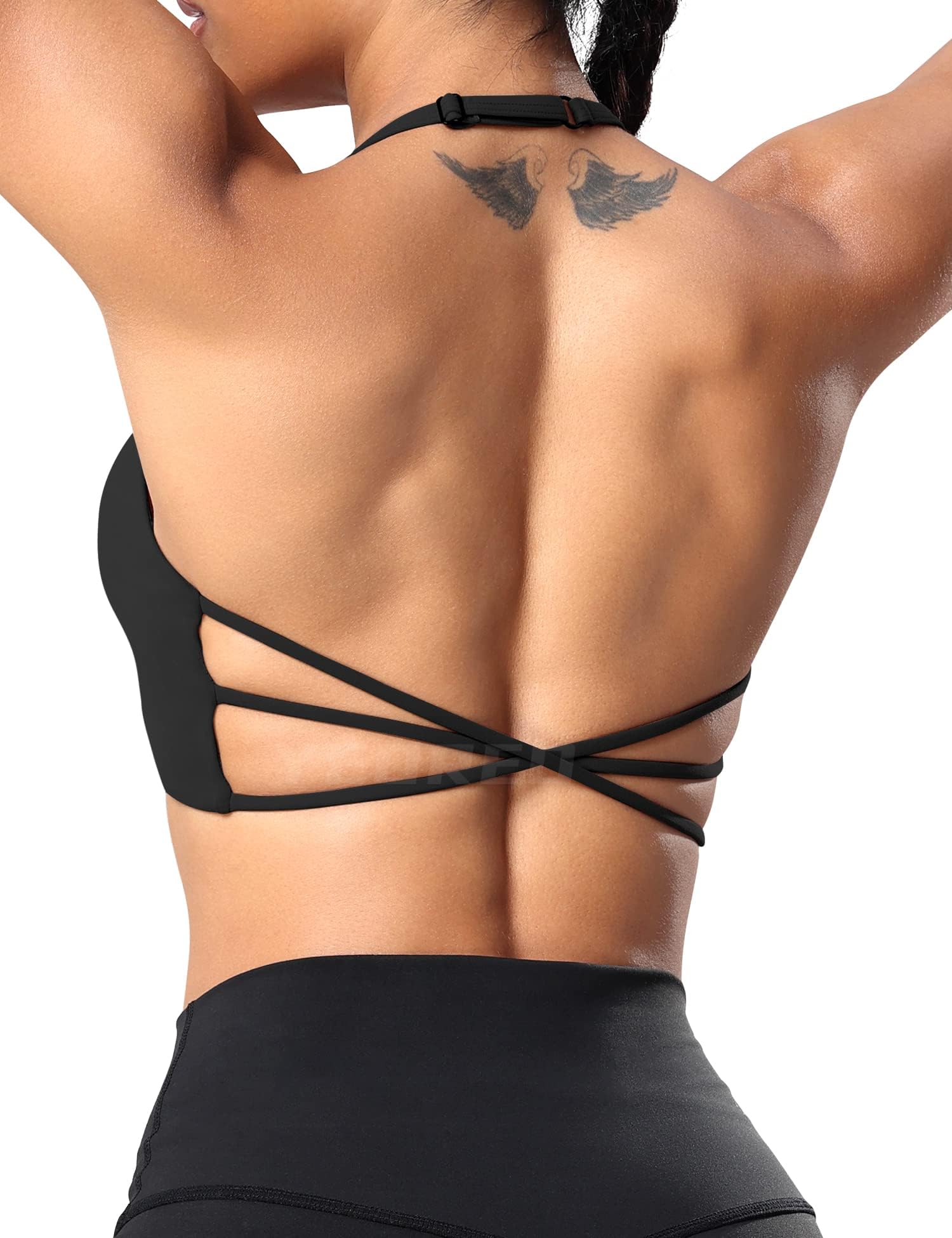 YEOREO Women's Sports Bra Halter Workout Sports Bra Strappy Criss Cross Back Bra Removable Padded Yoga Crop Top
