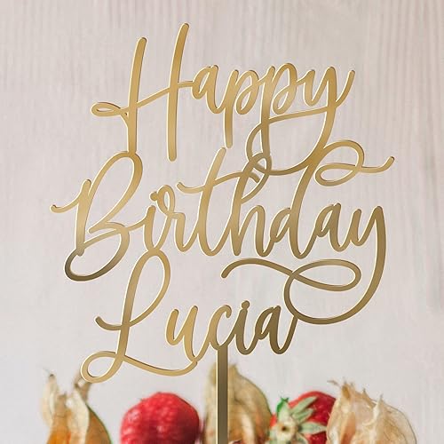 Personalized Birthday Cake Topper/Custom Script Cake Topper for Birthday and Party/Customizable Cake Topper/Gold Silver