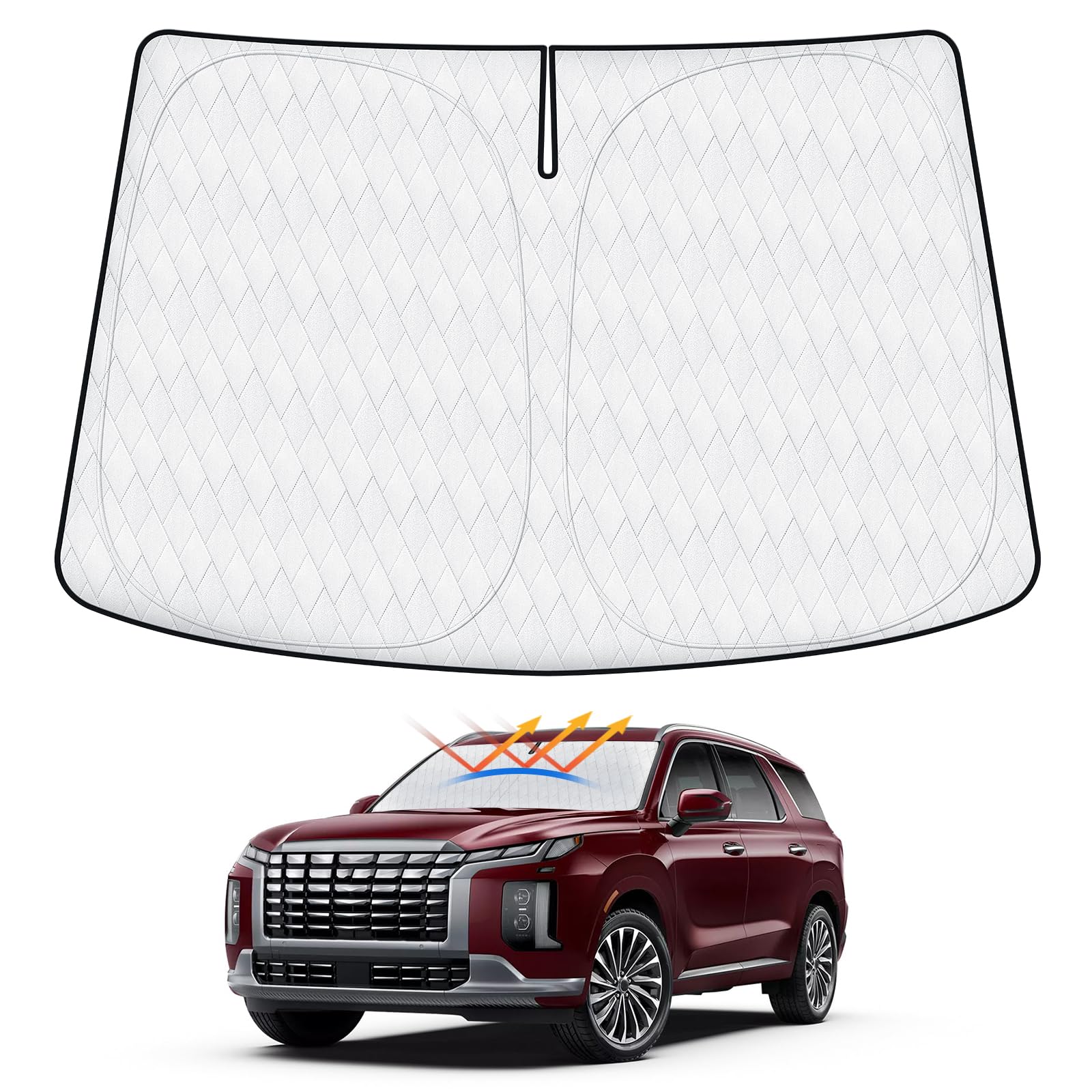 Cartist 5-Layer Windshield Sun Shade Custom Fit for Hyundai Palisade 2020-2024 2025 Accessories Foldable Car Front Window Sunshade Sun Visor Protector