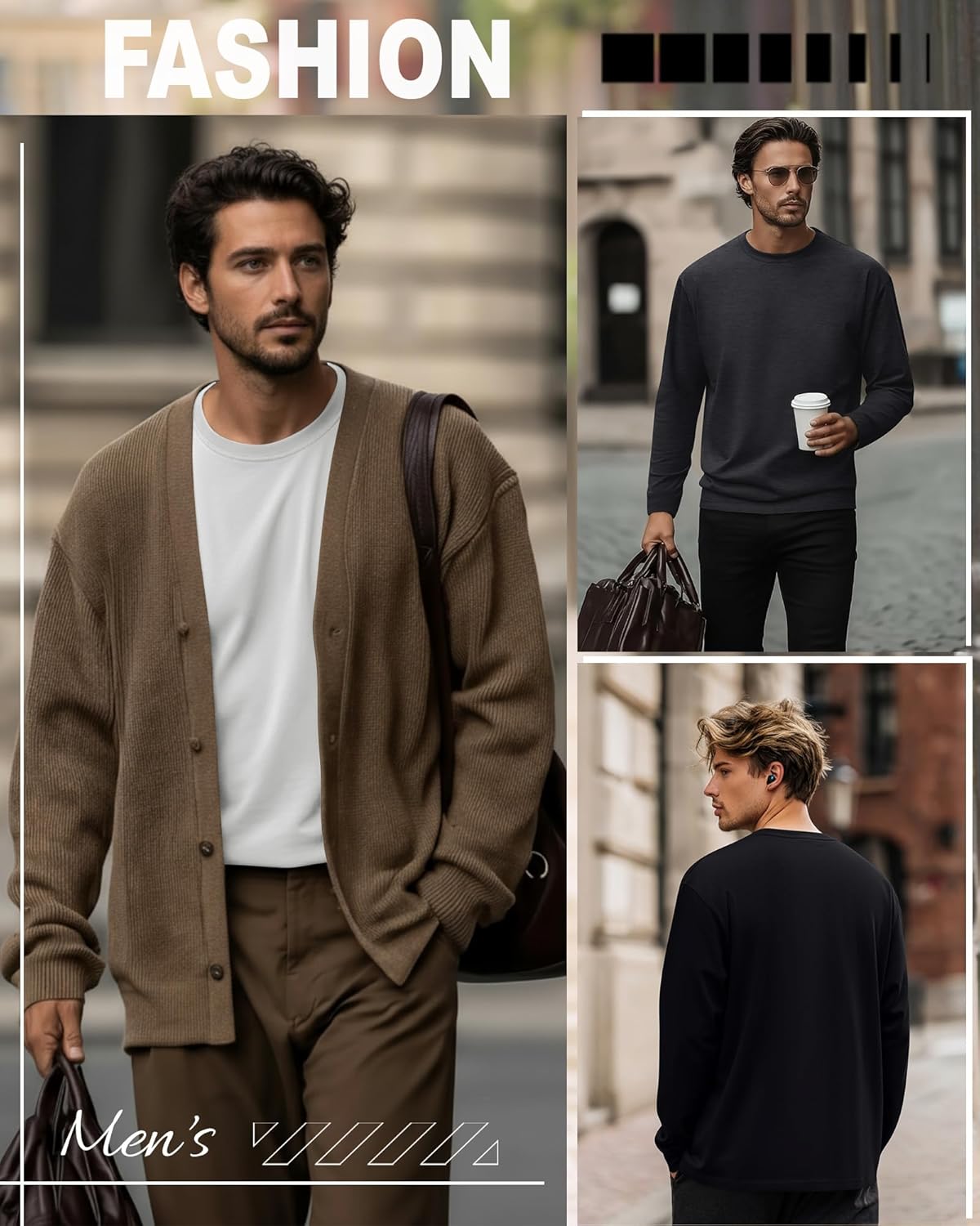 Ficerd 5 Pack Mens Big and Tall Shirts Cotton Long Sleeve Top Loose Casual Basic Shirts Crewneck Oversize Multipack Tee - Image 4