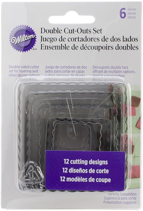 Wilton 417-2582 6-Piece Nesting Fondant Double Sided Cut Out Cutters Square