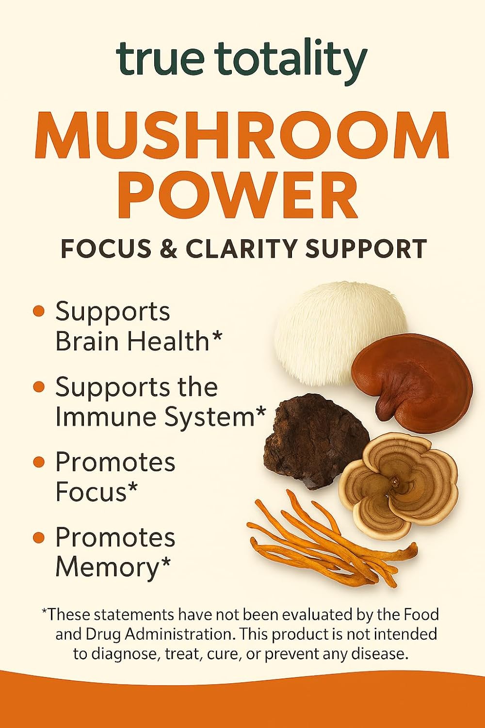 Mushroom Complex Capsules with Lion’s Mane, Reishi, Cordyceps, Chaga & Turkey Tail – True Totality Mushroom Power – Immune, Energy & Focus Support – 90 Vegan Capsules - Image 3