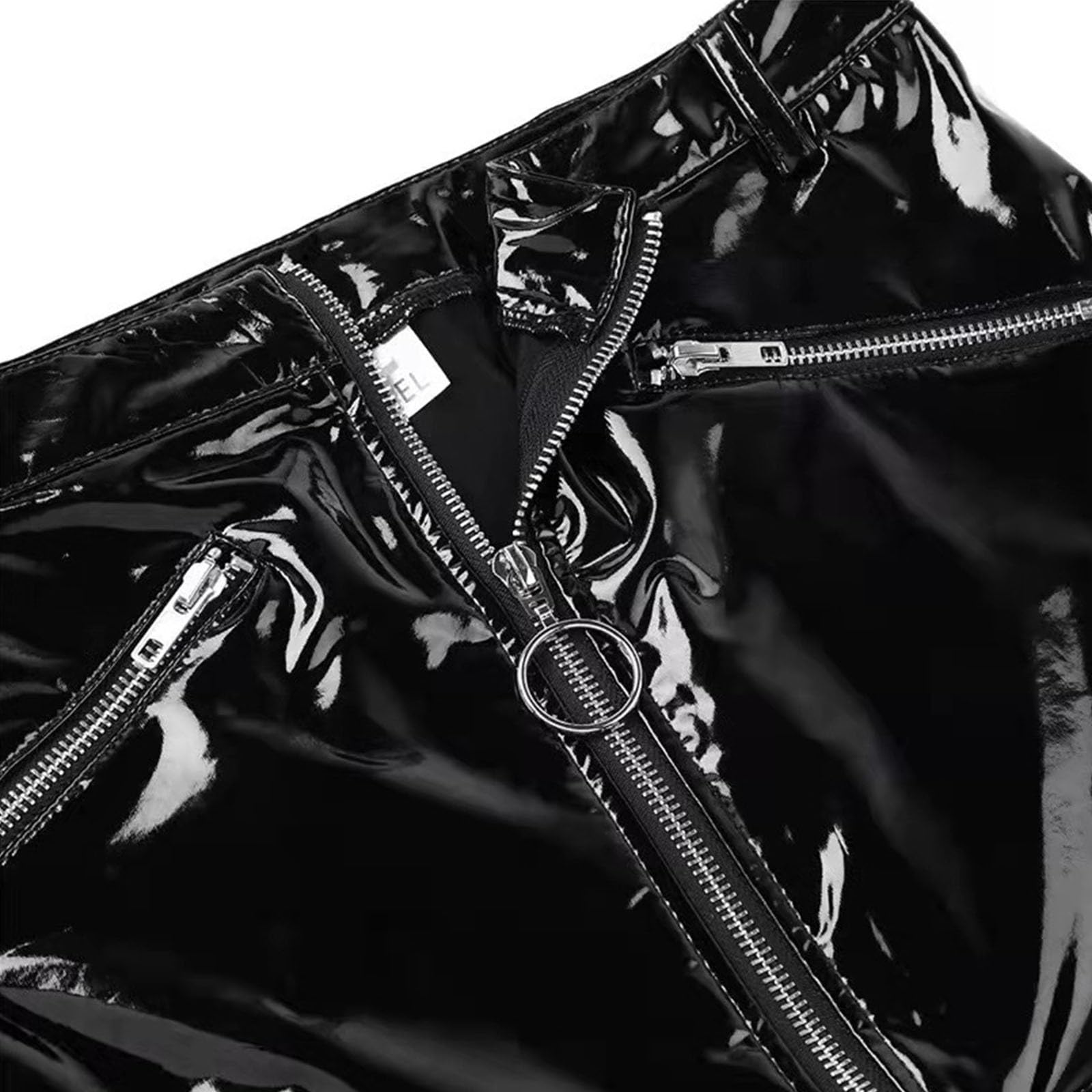 Gonna elastica mini bodycon in ecopelle per donna, clubwear, outlet con cerniera dettaglio per la casa catsuit lingerie
