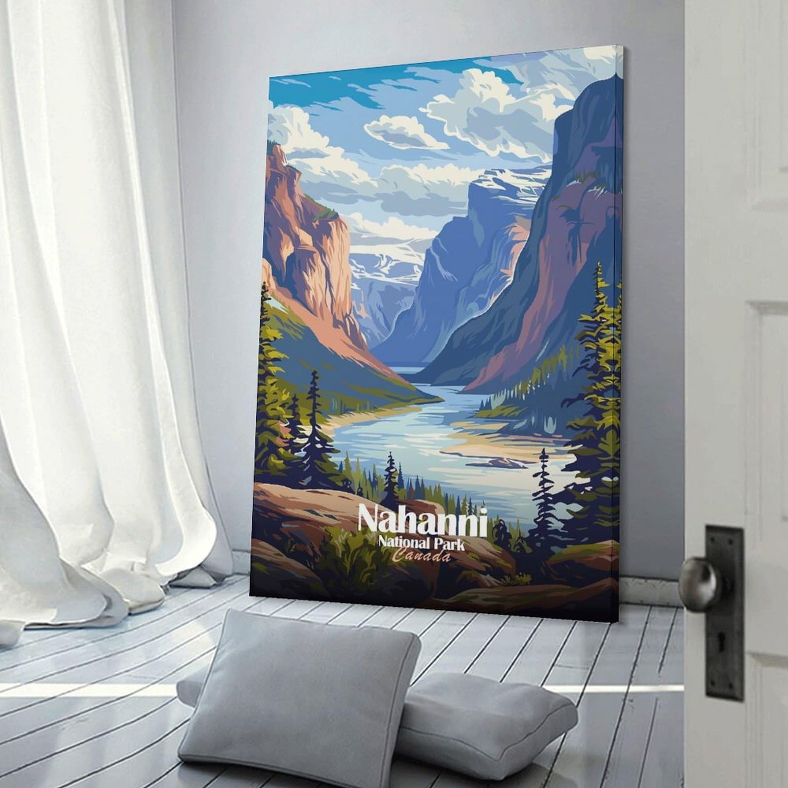 Junmoney Nahanni National Park Canada Landscape Art Canvas Wall Picture 16x24inch(40x60cm), for Contemporary Homes, Apartments Or Offices, Wall Decor with Flexible Room Appeal